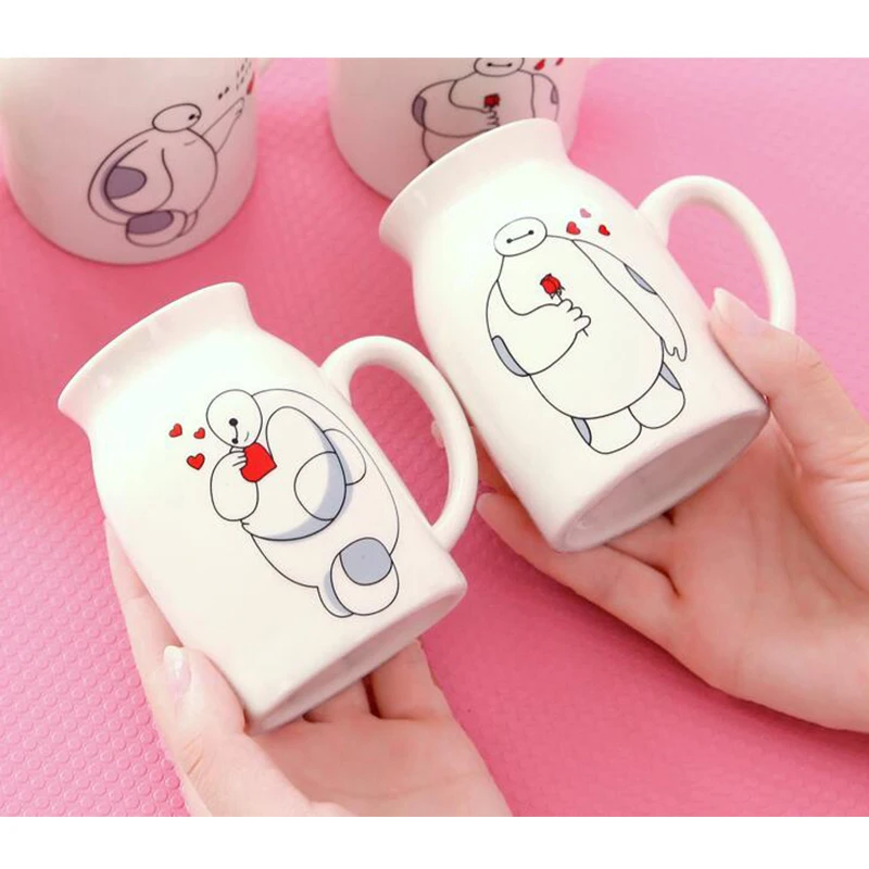 Милая мультяшная молочная чашка Baymax керамические кружки 250 мл 450 белая с ложкой