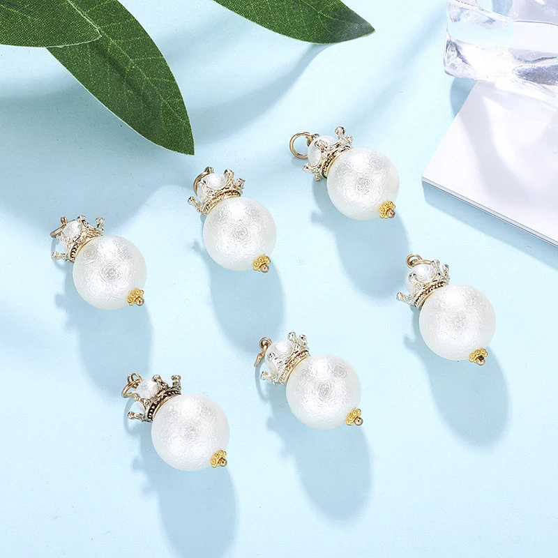 

10pcs/pack Crown Pearl Charms Golden Color Pendant fit Bracelet Necklace Hair Jewelry Accessories DIY Craft