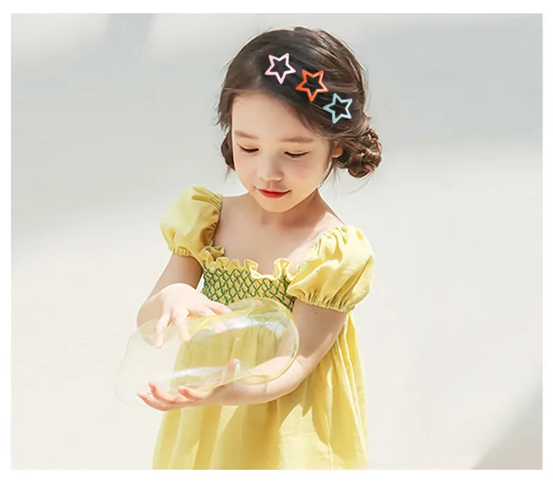 32mm Star Shape Metal Children Snap Hair Clips Barrettes Girls Cute Hair Bobby Pins Hair Accessories  (6)