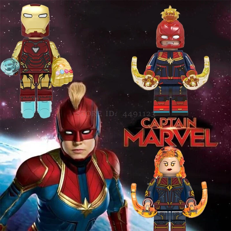 

LEGOing Captain Marvel Avengers Endgame IronMan Black Widow Captain America Thanos Hulk Thor Blocks Toys Legoings Movie Figures