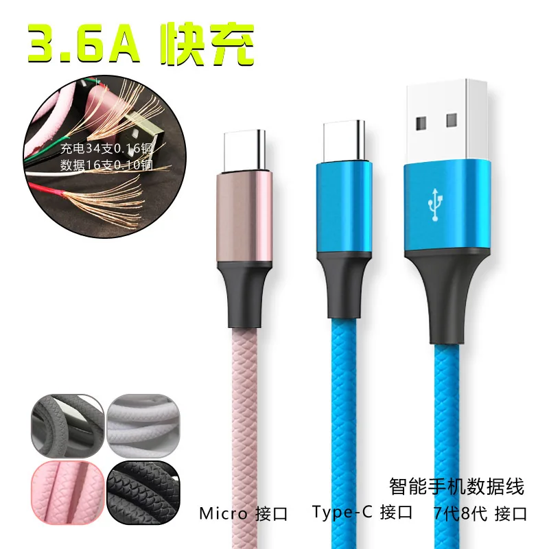 

Fast Charge 36ATPE Prints wu jin xian Intelligent Mobile Phone Data Cable Android 7/S 8 S Type-C Pick up For Samsung Huawei Xiao