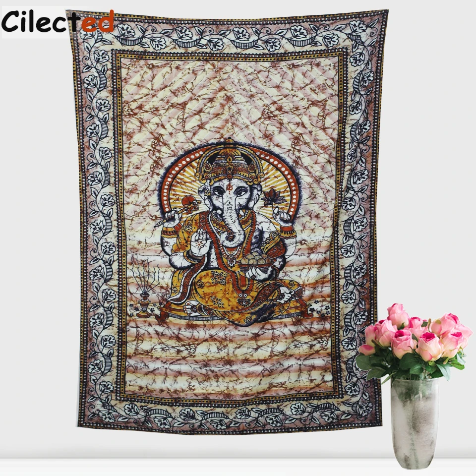 Cilected Indian Elephant Tapestry Hindu Mandala Printed Decorative Wall