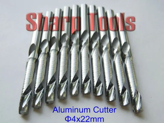 5pclot 4x22mm One Flute Aluminum Endmill, Router Spiral Bits, CNC Cutter Aluminium Tools in Clean Milling Metal Cutting Machine