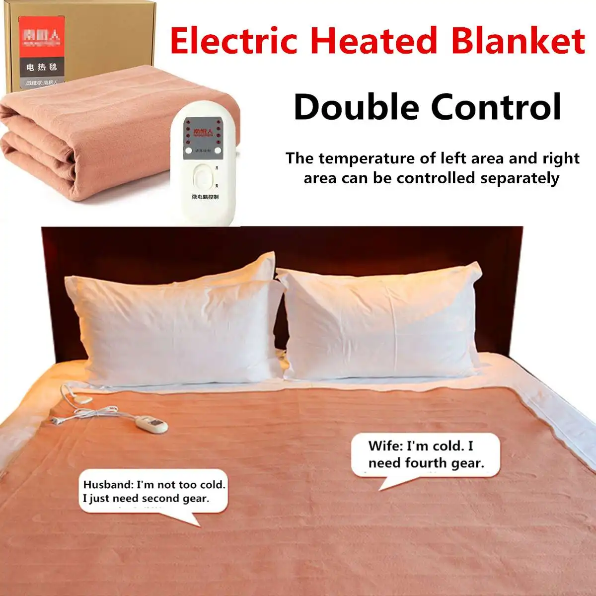 

220V Heater Soft Electric Heated Heating Blanket Warm Smart Single/Double Control Warm Electric Blanket Manta Waterproof Home