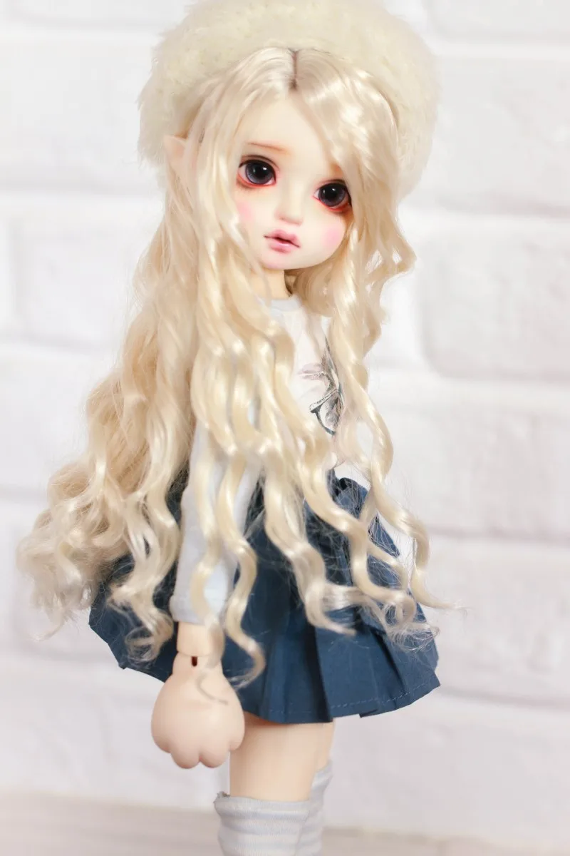 

BJD doll hair wigs milk golden imitation mohair long wave wigs for 1/3 1/4 1/6 BJD DD SD MSD YOSD super soft doll accessories