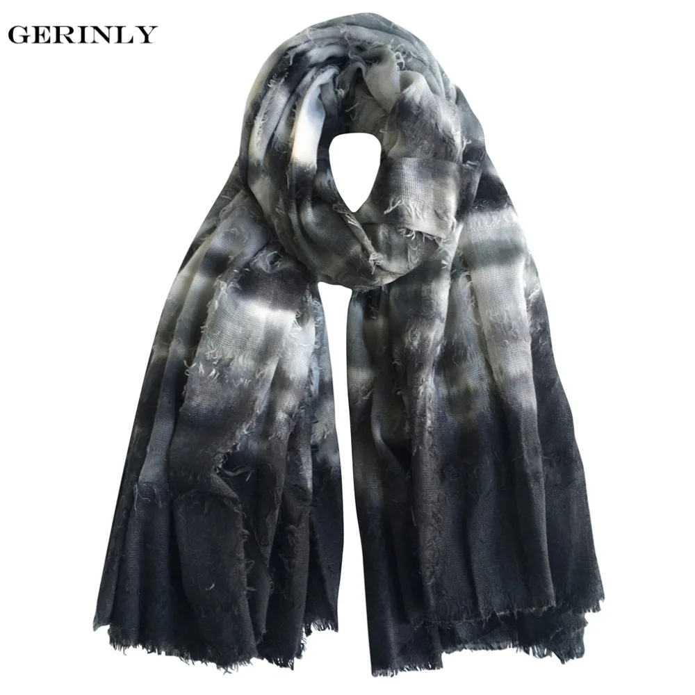 New Tie Dye Men Scarves Lightweight Warm Cotton Linen Scarf Luxury