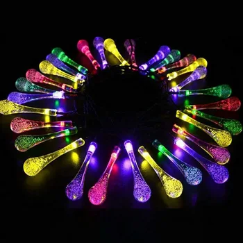 

Solar Strings Lights 20 Feet 30 LED Water Drop Solar Fairy Lights, Waterproof Lights For Garden, Patio, Yard, Home, Parties