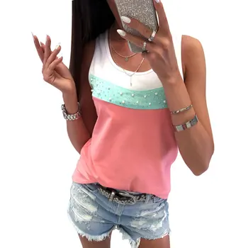 

Sequined Tshirt Women 2019 Summer Sleeveless T-shirt Female Tops Diamonds T shirt Ladies Oversize Shirt Casual Tshirts For Women