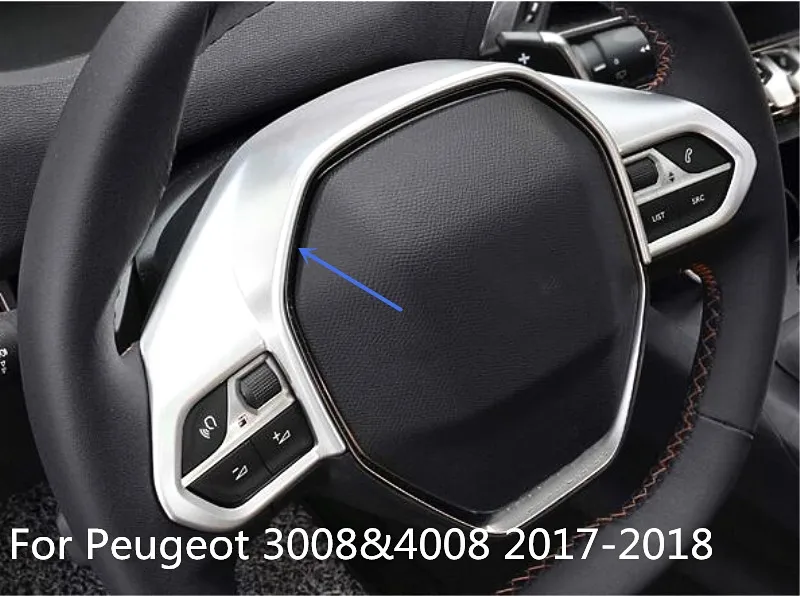 Для Peugeot 3008 &amp 4008 2017-2018 ABS хромированный чехол для салона рулевого колеса отделка