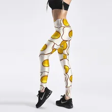 JIGERJOGER Весна Лотос желтые яйца 3D печатных женские Джеггинсы Тренажерный Зал колготки леггинсы йоги Прямая плюс размер XXXXL