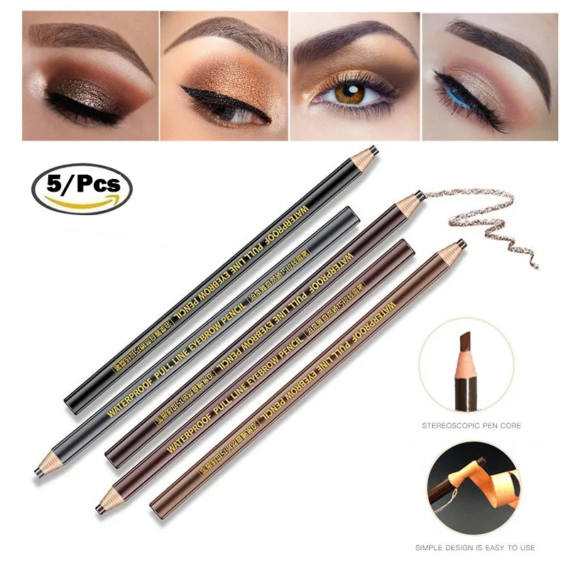 5pcs/set Makeup Eyebrow Pencil Waterproof Microblading Black Brown Gray Eyebrow Peel-off Pencil 5pcs/set Makeup Eyebrow Pencil Waterproof Microblading Black Brown Gray Eyebrow Peel-off Pencil