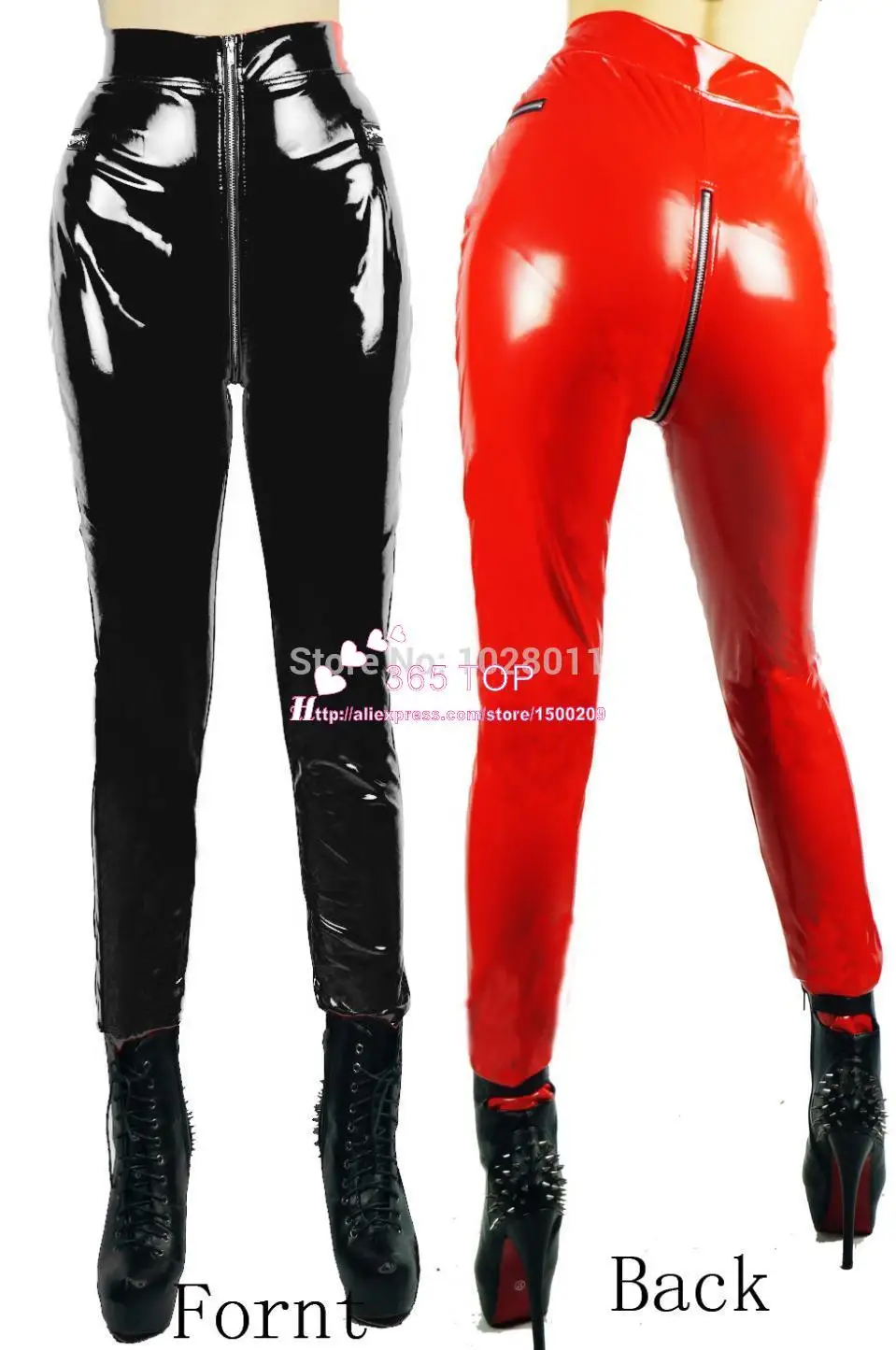 Women Sexy Zipper Fornt High Waist waterproof Patent