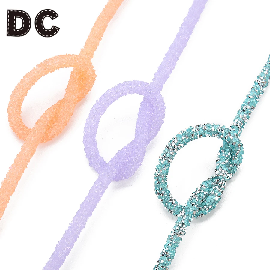 DC Trendy 2Meter/lot Hollow Round Cords Ropes 6mm Width Resin Crystal