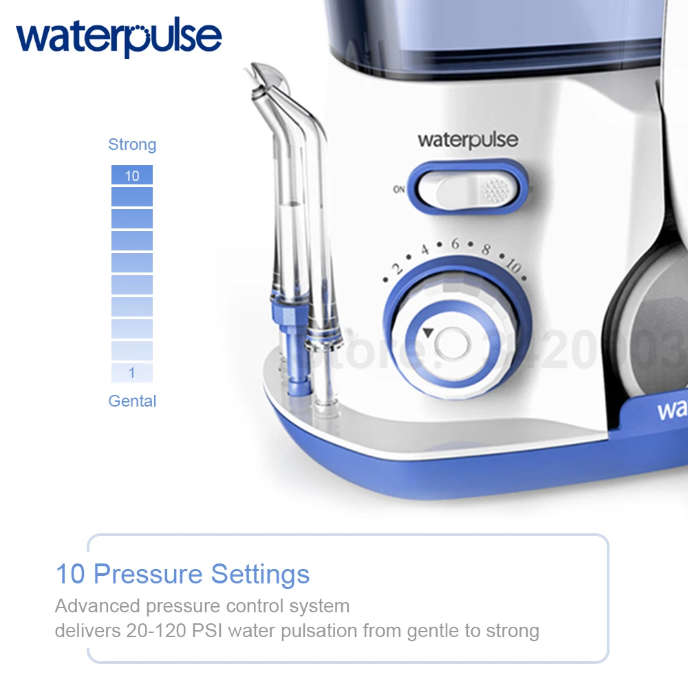 Waterpulse V300 Oral Irrigator Water Flosser Dental Flosser With 5 Jet Tips and Case Electronic Dental Irrigator Teeth Cleaner