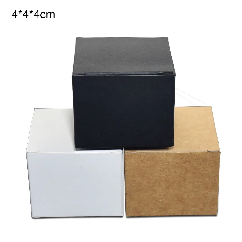 

4x4x4cm 3 Colored Kraft Paper Packaging Box Foldable Face Cream Packing Paperboard Boxes Jewelry Gift DIY Package Box 50pcs/lot