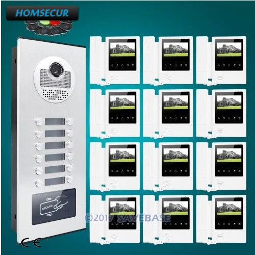 HOMSECUR 4.3\ Apartment Video&Audio Smart Doorbell+Outdoor Monitoring for 12 Apartment