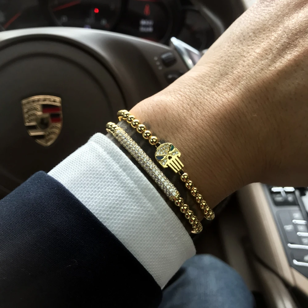 

Mcllroy bracelet men/stainless steel beads/gold/charm/luxury/bracelets bangles Braiding Macrame Bracelet man jewelry valentine