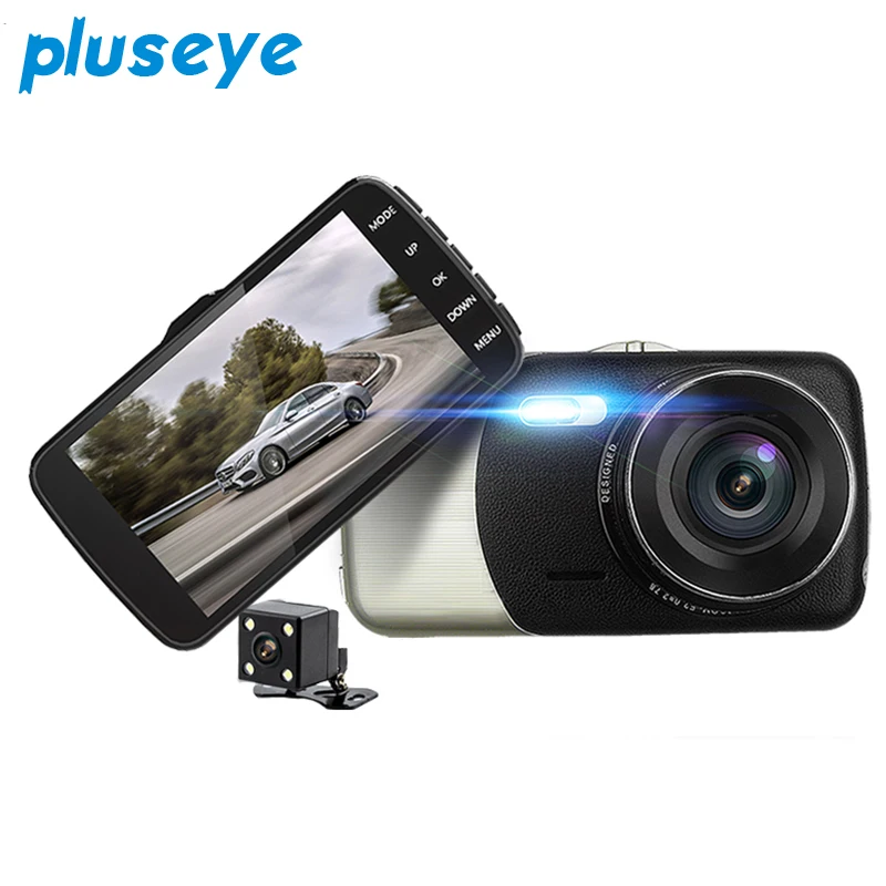 Pluseye Автомобильный dvr 4 дюймов двойной LensFull HD 1080 P dash cam Бесплатная доставка|video