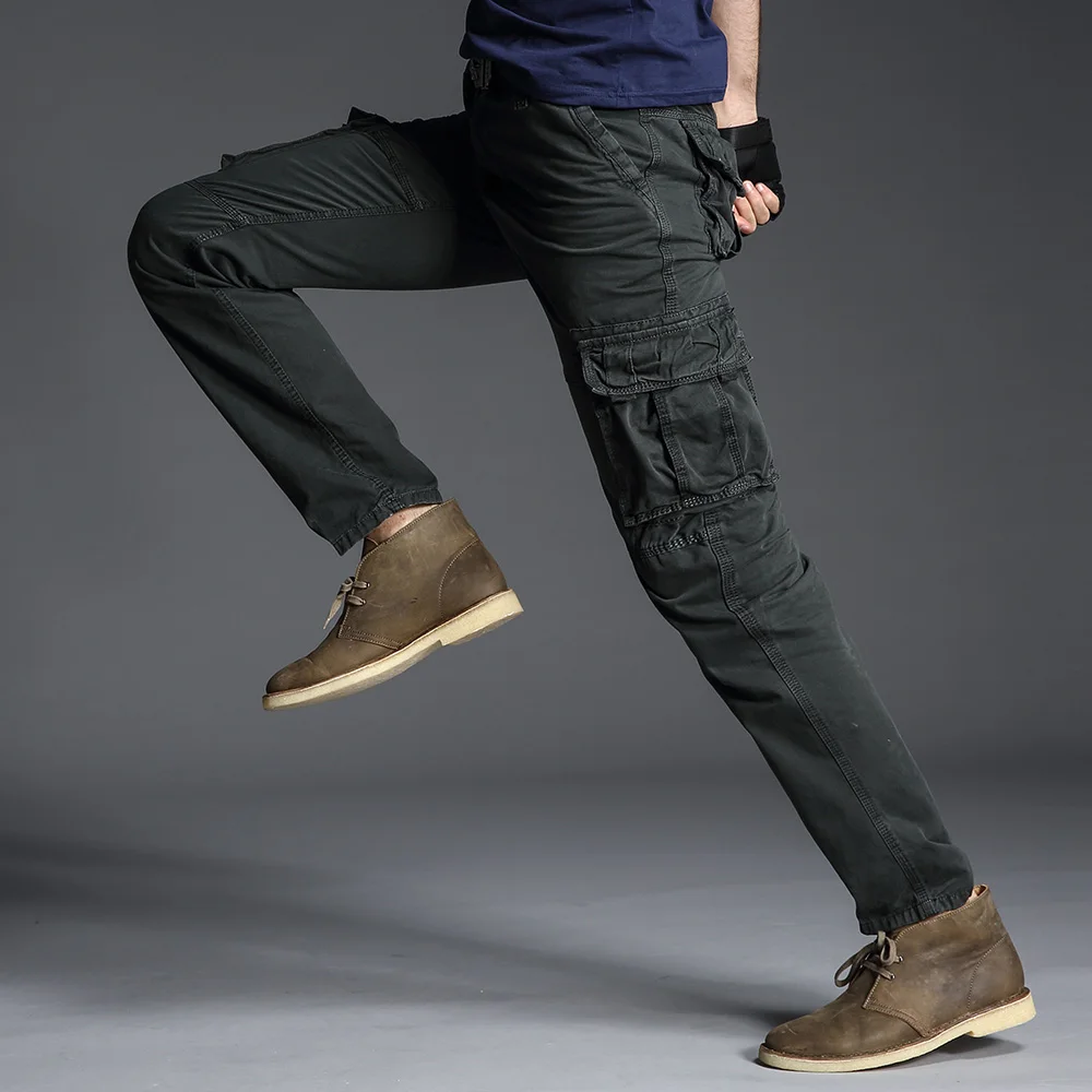 2019 Spring Fashions Men's Cargo Pants Casual Loose Multi Pocket Military Pants Long Trousers for Men Joggers Plus Size 29-40