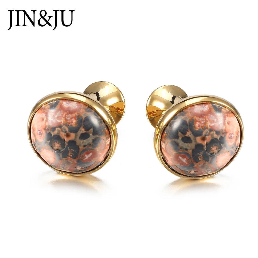 Запонки JIN & JU мужские круглые с лазуритом люксовые запонки низким голенищем