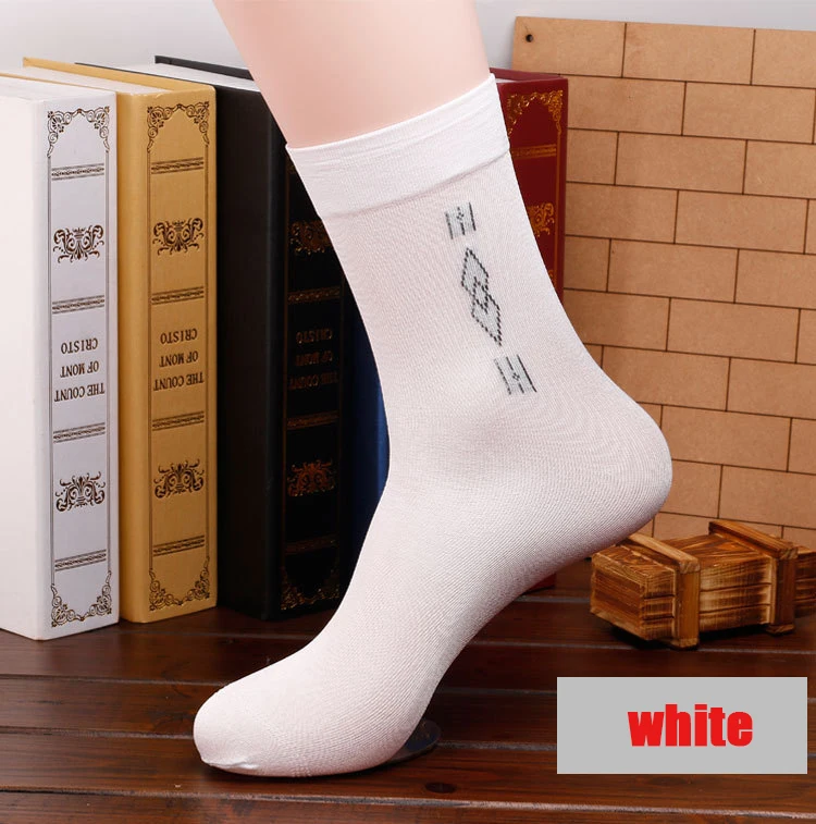 20 штук = 10 пар, мужские носки, одноцветные носки без пятки, мужские деловые шелковистые классические модные летние носки для мужчин - Цвет: White