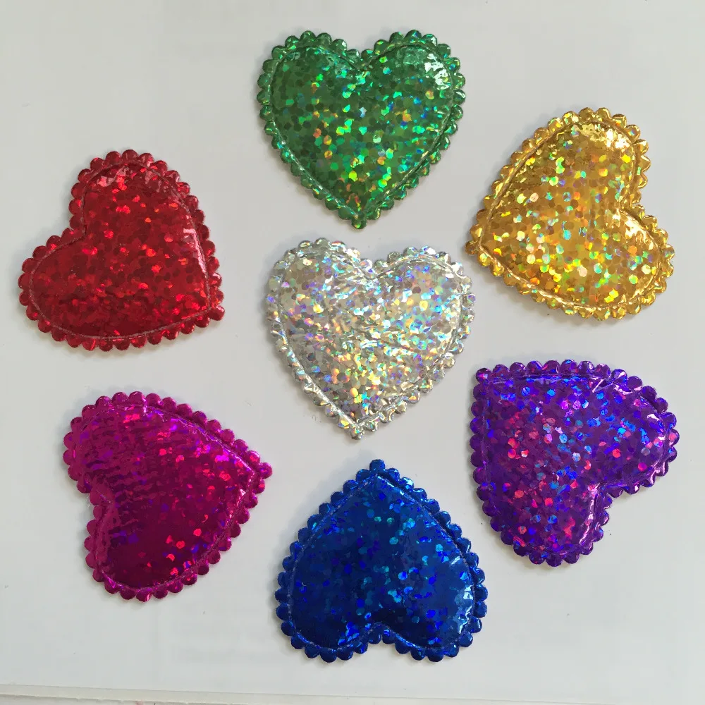 

400PCS 28mm Padded pretty Flashing heart Appliques / Scrapbooking craft making craft A64A*10