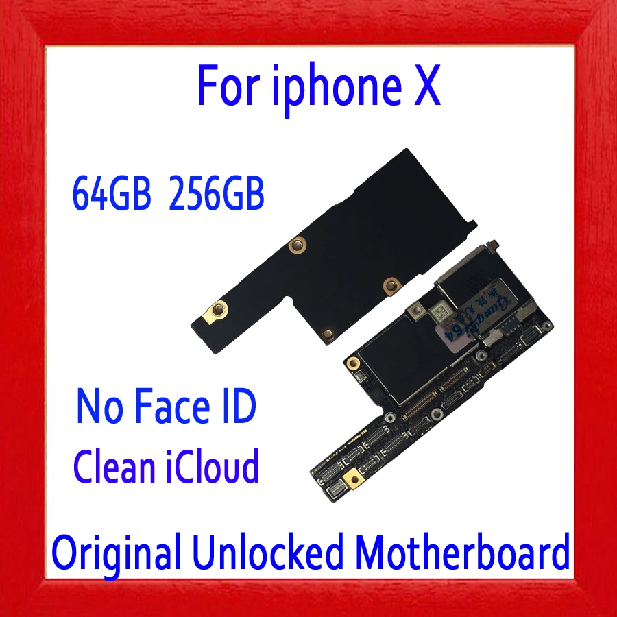 

Original Motherboard For iPhone X Factory Unlock Mainboard No Face ID With Full Chips IOS System Logic Board without Face ID