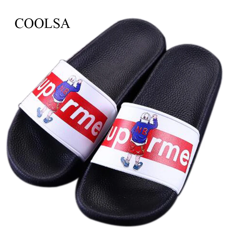 

COOLSA Women's Summer Non-slip Home Slippers Fashion Letter Flat Slippers Outdoor Beach Flip Flops Women Slides Sandals Shoes
