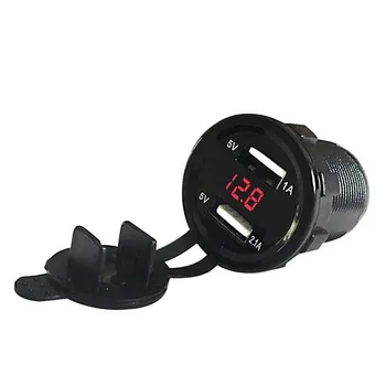 

3.1A Waterproof Dual USB Port Car Charger Cigarette Lighter Socket Plug LED Voltmeter Mobile Phone Smart Charging Adapter #YL1