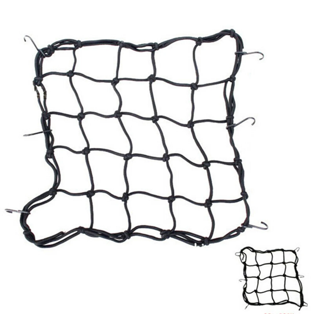 

40*40cm Hooks Motorcycle Hold Down Fuel Tank Mesh Net Luggage Helmet Mesh Cargo Net Mesh Bungee Mesh Universal Bungee Cargo Net