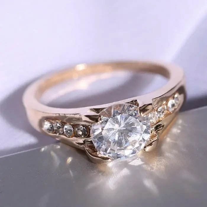 

love rings for women finger white round rhinestone gold color Ring for Women Crystal Engagement Wedding gift