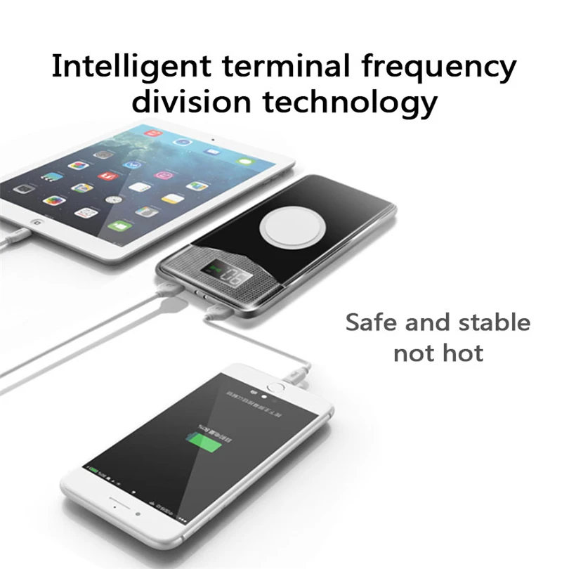 Быстрая зарядка, беспроводной внешний аккумулятор 30000 мА/ч, двойной USB внешний аккумулятор, беспроводное зарядное устройство, внешний портативный Банк питания