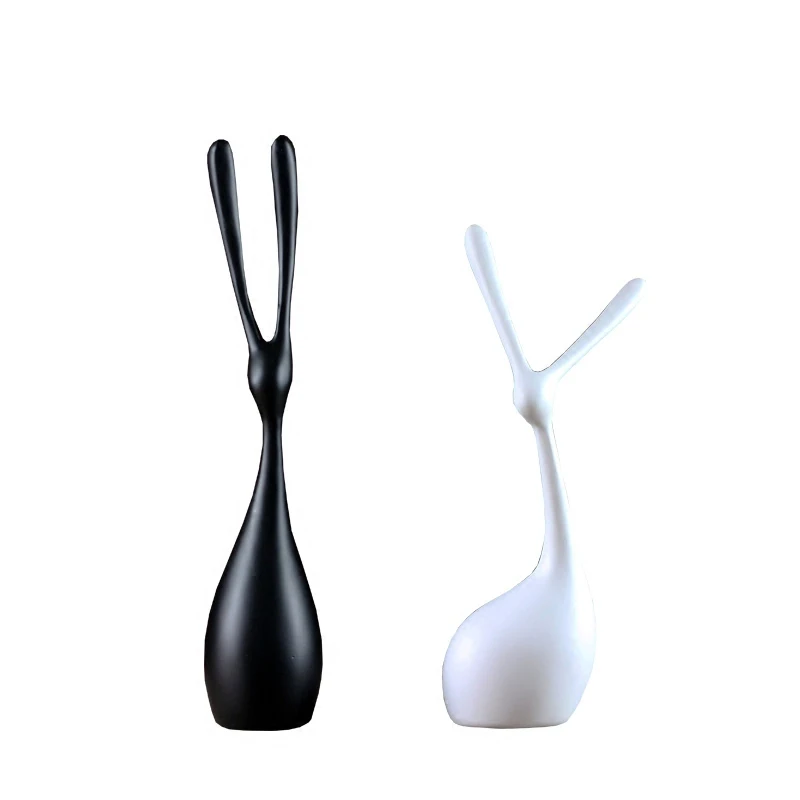 

Nordic modern resin couple rabbit ornaments creative animal crafts bunny figurines home decorations TV cabinet study accessories
