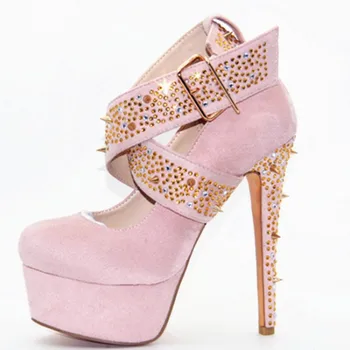 

SHOFOO shoes, fashion beautiful women's shoes,pink cashmere leather, about 14.5 cm high-heeled shoes,round toe pumps.SIZE:34-45