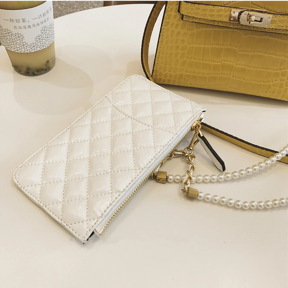 

ESbear Fashion Handbag Women Evening Party Shoulder Bags Simple Mini Bags Leather Messenger Crossbody Bag For Women Pearl Chains