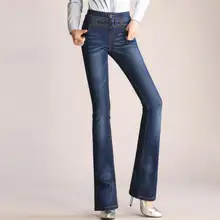 Осень-зима, женские облегающие брюки, длинные Стрейчевые узкие джинсовые брюки с высокой талией, расклешенные джинсы, большие размеры r1473