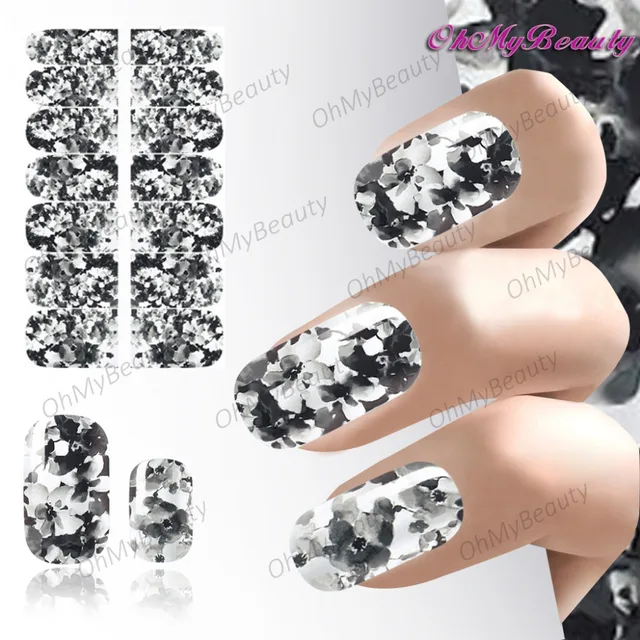 New Beauty Nails Art Stickers Full Self Adhesive Nail Polish Foil New Beauty Nails Art Stickers Full Self Adhesive Nail Polish Foil Blue Dark Fl Pattern