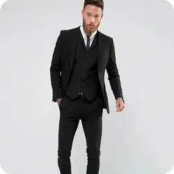 Последние конструкции пальто брюки черный костюм Homme Mariage 3 предмета Slim Fit смокинг жениха Человек пиджак для костюма Masculio для мужчин