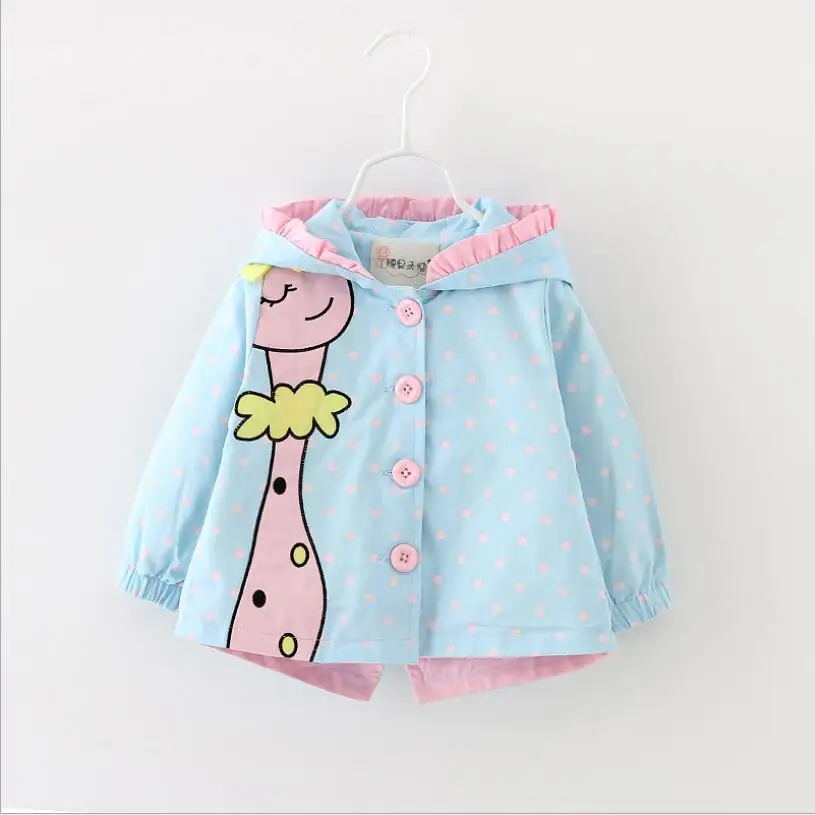 

Toddler Girl Coats Cartoon Hooded Fashion Little Girls Jackets Dots Children's Outerwear Long Sleeve Outfit for Baby