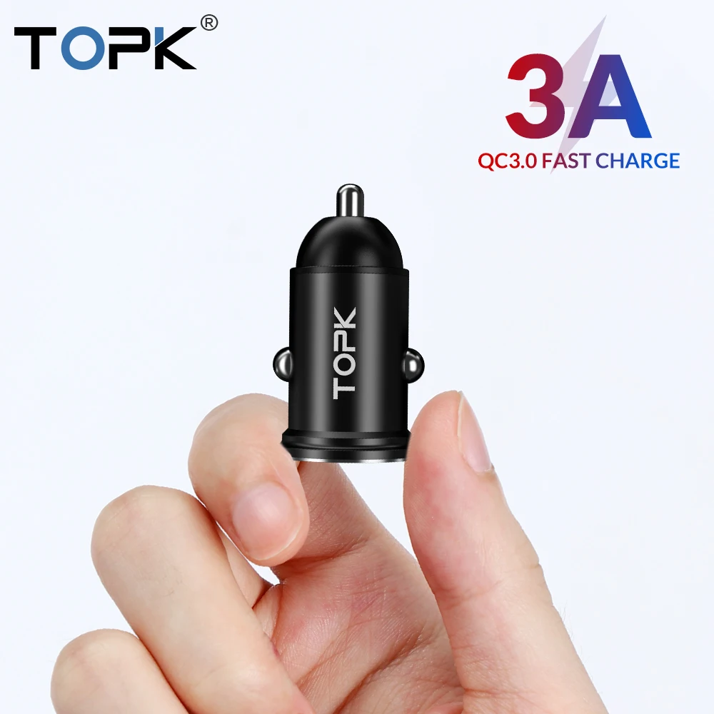 

TOPK Mini Car USB Charger Quick Charge 3.0 For iPhone Xiaomi Samsung Fast Charger Dual USB Car Charger Phone Charger Adapter