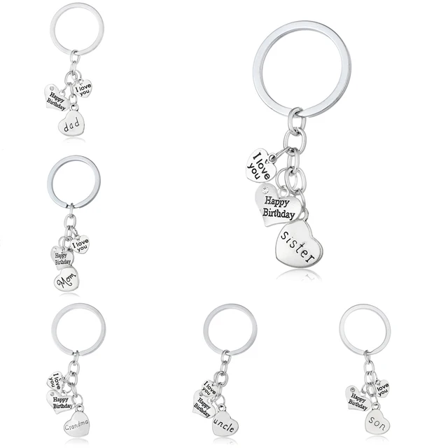 Best Price Bespmosp Dad Mom Sister Brother Grandma Grandpa Family Key Chain Ring Keyring Keychain Heart Silver Plated Women Men Accessories
