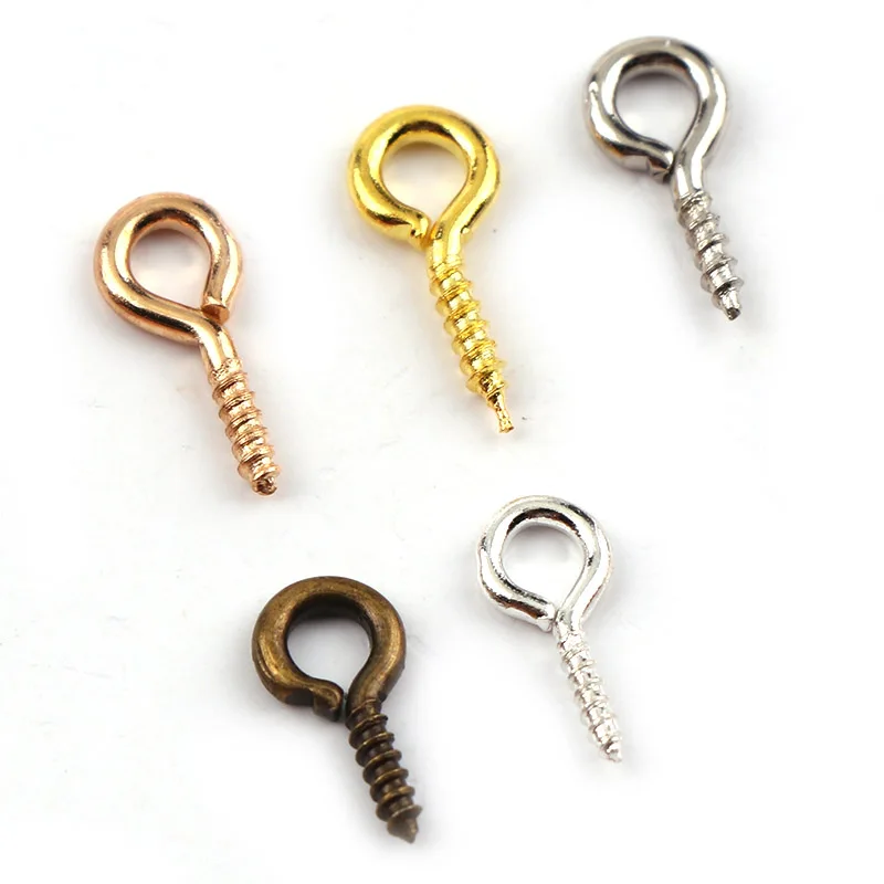 4.5x10mm Vintage Metal Tone Screw Eyes Bails Top Drilled Beads End Caps