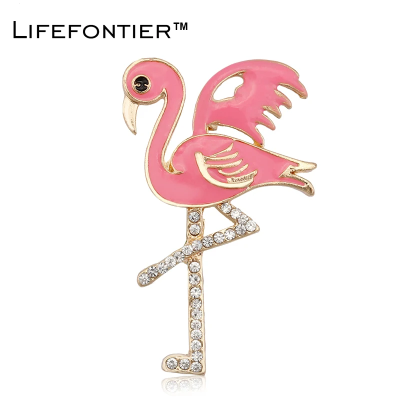 Lifefontier розовые Броши фламинго для женщин Женская Ювелирная Брошь Украшение