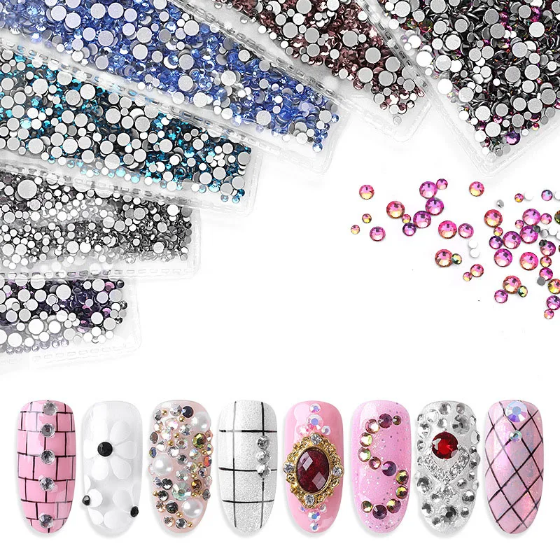 1pack SS6-SS16 Mix Size 1440pcs Crystal Glass Strass Nails Art Rhinestones for 3D Nail Decoration Gems Manicure Design New | Красота и