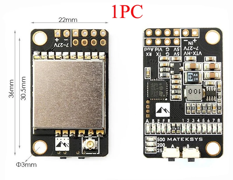

1PC Matek 5.8G 40CH 25/200/500mW Switchable Video Transmitter VTX-HV With 5V/1A BEC Output for Camera FC RC Model Spare Parts