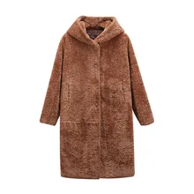 Gowyimmes осеннее женское кашемировое пальто оверсайз из овечьей шерсти теплое зимнее длинное пальто средней длины Повседневная куртка с длинным рукавом ветрозащитная верхняя одежда PD429