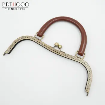 

BDTHOOO 5PCS 27cm Metal Purse Frame Wooden Handle DIY Kiss Clasp Lock for Women Clutch Handmade Handbag Antique Bag Accessories