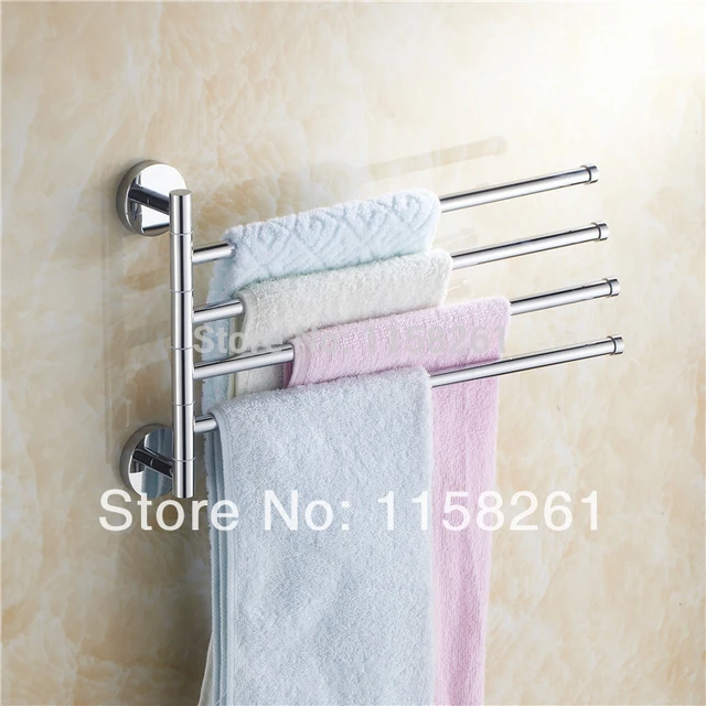 Vidric-toalleros de latón cromado y plata, soporte giratorio de 4 capas para  colgar toallas, estante de pared, accesorios de baño, barra de toalla para  actividades - AliExpress