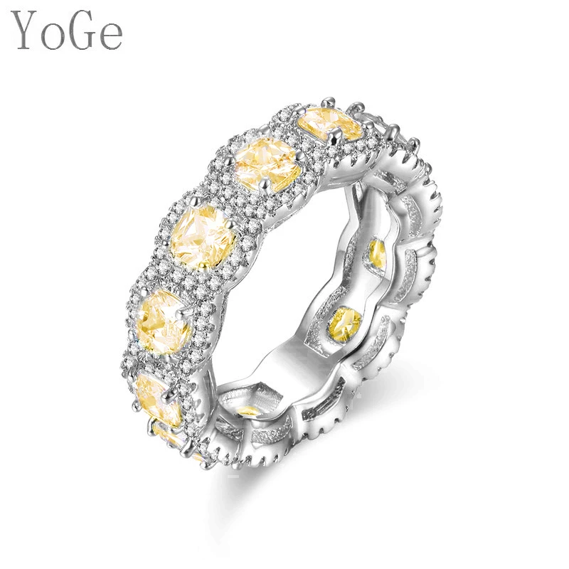 YoGe свадебные и вечерние ювелирные изделия для женщин, R3528Y Мода AAA CZ полностью ювелирное квадратное кольцо с камнем