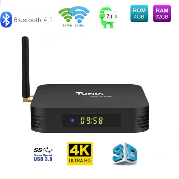 2 шт./лот Tanix TX6 ТВ коробка Android 7 1 4 Гб DDR3 32 H6 памяти на носителе EMMC 4G 5G Wi Fi H.265 usb